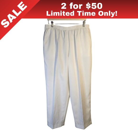 [Sale: 2 for $50!] Alfred Dunner Pull-On Pants | Bright White | Size 18W 0371 - Picture 1 of 10